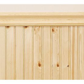 EverTrue 2-11/18' Stain Grade Pine V-Groove Plank Paneling $10.79 for package of 3.5 feet. Lowe's item #0112888 Paneling Dining Room, Mudd Room Ideas, Pine Wainscoting, Old Kitchen Cabinets, Stain On Pine, Wall Paneling Diy, House Dining Room, Stair Railing Design, V Groove