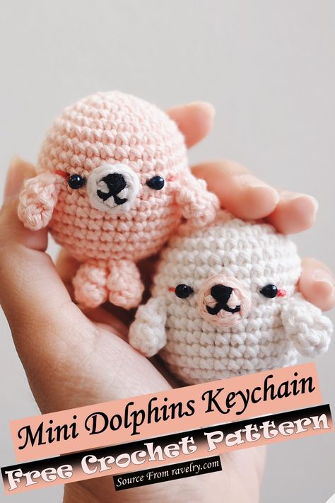 Free Crochet Mini Dolphins Keychain Pattern Cute Animal Crochet, Easy Crochet Keychain, Free Crochet Keychain, Crochet Keychain Patterns, Crochet Amigurumi Keychain, Keychain Patterns, Chain Ideas, Crochet Keychains, Amigurumi Keychain