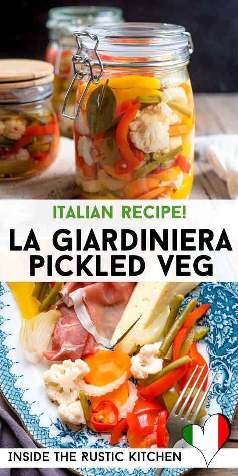 Italian Pickled Vegetables, Gardenaire Recipes, Antipasti Recipes, Giardiniera Recipe, Flavour Profiles, Lacto Fermentation, Pickled Vegetables Recipe, Preserving Recipes, Pickled Shallots