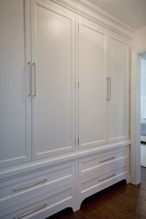 Hall Built In Storage, Closet With Cabinet Doors, Hallway Linen Closet Built Ins, Hallway Cabinets Built In, Hallway Closets, Hallway Storage Cabinet, Wide Hallway, Closet Hallway, Linen Storage Cabinet