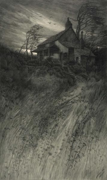 A Hill, House On A Hill, A Drawing, Art Plastique, 그림 그리기, Old House, American Art, Dark Art, Old Houses