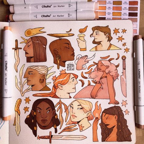 Ohuhu Alcohol Markers, Different Skin Tones, Arte Sketchbook, Hello Hello, Sketchbook Inspiration, Alcohol Markers, Marker Art, Art Journal Pages, Art Journal Inspiration