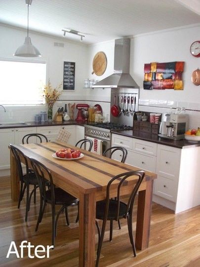 Eat in Kitchen Eat In Kitchen Table, Kitchen Table Makeover, Small Kitchen Tables, Kitchen Concepts, Trendy Kitchen, Kitchen Cabinetry, Eat In Kitchen, Kitchen Remodel Small, Kitchen Remodel Idea