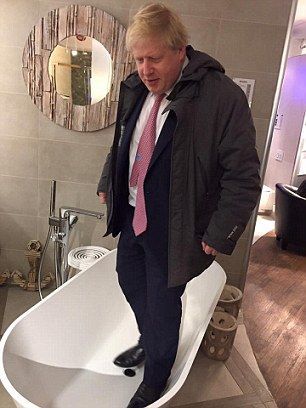 An expert!: This bizarre picture was taken while Boris Johnson was on a campaign trip to support counc... Bizarre Pictures, Long Stories, Boris Johnson, Right Wing, Newspaper, Switzerland, Climbing, Bath, Funny