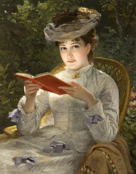 Women Reading - 1800s:  19th Century English School Book Pictures, Reading Art, Kunst Inspiration, Woman Reading, Lukisan Cat Air, Reading A Book, Victorian Art, Summer Beauty, Woman Painting