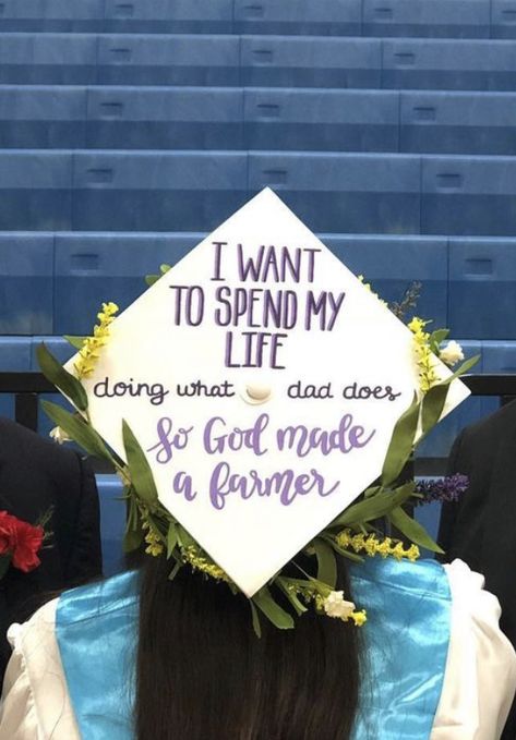 Agriculture Graduation Cap, Ag Graduation Cap, Agriculture Graduation Cap Ideas, Country Song Graduation Cap, Horse Graduation Cap Ideas, Ffa Graduation Cap, Grad Cap Ideas Agriculture, Country Graduation Cap, God Made A Farmer