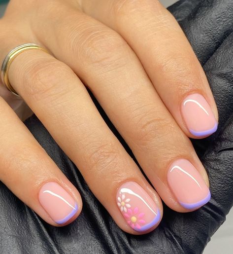 French Manicure Designs Purple, Short Classy Nails Spring 2024, Biab Nails Inspiration Short, Purple French Manicure, Squoval Nails, Short Gel Nails, Simple Gel Nails, Her Nails, Cute Gel Nails