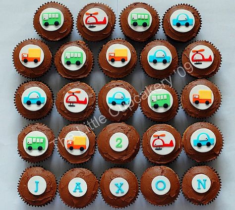 Number Cupcakes For Boys, Transportation Cupcakes, Number Cupcakes, Cars Cake Pops, Cupcakes With Frosting, Airplane Cupcakes, Disney Cars Cake, Truck Cupcakes, Peppa Party