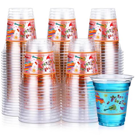 PRICES MAY VARY. Ample Quantity: the package comes with 100 pieces of fiesta cups bulk, with words " Let's Fiesta" printed on the surface to make Mexican cups more suitable for your fiesta party decorations and other Mexican themed parties, which are enough to meet your diverse needs for daily use or fiesta party use Size Detail: fiesta disposable plastic cup measures approx. 3.74 x 2.2 x 4.05 inches/ 95 x 56 x 103 mm, portable and lightweight, will not take up too much space to store; The capacity is approx. 12 oz, large enough to hold water and drinks Reliable Material: fiesta plastic disposable cups 12 oz are made of quality PET plastic material, sturdy and firm, safe and reliable, not easy to break, a smart choice for your home party, so you can buy and use fiesta party cups with confi Mexican Style Party Decorations, Mexican Cups, Elegant Mexican Theme Party, Mexican Themed Birthday Party, Mexican Theme Party, Mexican Party Favors, Graduation Board, Mexican Theme Party Decorations, Fiesta Party Supplies