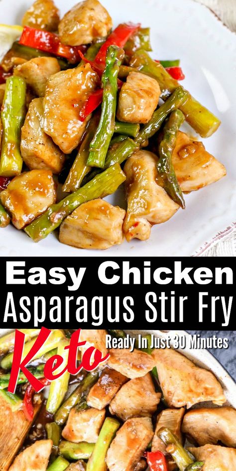 Low Carb Videos, Instant Pot Recipes Low Carb, Chicken Asparagus Stir Fry, Low Carb Skillet, Keto Stir Fry, Asparagus Recipes Oven, Best Asparagus Recipe, Asparagus Stir Fry, Chicken And Asparagus