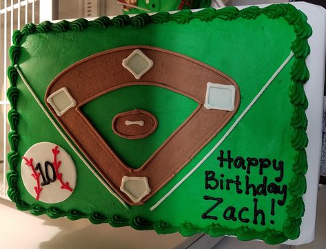 Baseball Field Sheet Cake Baseball Sheet Cake, Baseball Field Cake, Baseball Theme Cakes, 11th Birthday Cake, Cakes Decoration Ideas, Baseball Birthday Cakes, Dq Cakes, Sports Cakes, Spring Birthday Party