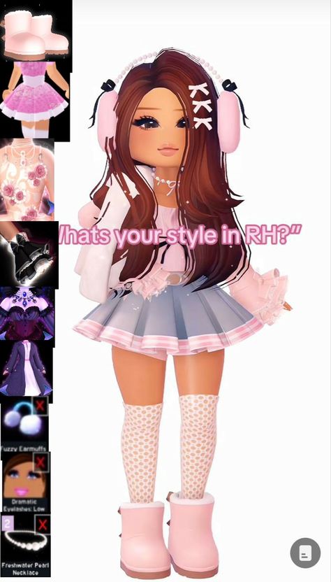 Royal High Cute Outfits, Aesthetic Royal High Outfits, Rh Hair Combos Girl, Y2k Royale High Fits, Royale High Outfits Ideas Y2k, Y2k Royale High Outfits, Royal High Hair Combos, Rh Outfit Ideas, Royal High Outfits Ideas