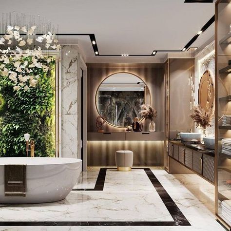 MAISON VALENTINA:  A dream master bathroom!  Elve Mobilya re... Luxury Washroom Design Master Bath, Luxury Washroom Design, Luxury Washroom, Bathroom Master Bath, Interior Design Luxury Modern, Luxury Spa Bathroom, Modern Bungalow House Design, Spa At Home, Luxury Bathroom Interior