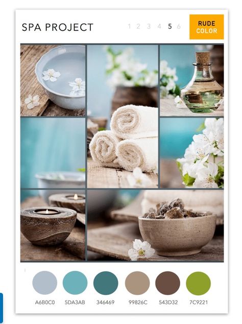 Spa Mood Board, Zen Color Palette, Massage Room Design, Spa Colors, Spa Room Decor, Zen Colors, Spa Decor, Spa Design, Rustic Bathrooms