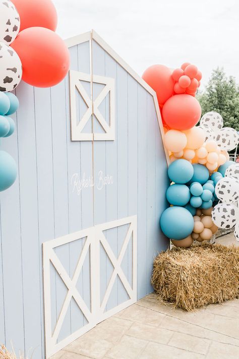 Kara's Party Ideas Modern Farm Themed Birthday Party | Kara's Party Ideas Farm Themed Cookies, Vintage Farm Party, Farm Animal Cake Pops, Farm Animal Cake, Animal Cake Pops, Farm Birthday Cakes, Barn Backdrop, Farm Animal Cakes, Farm Themed Birthday Party