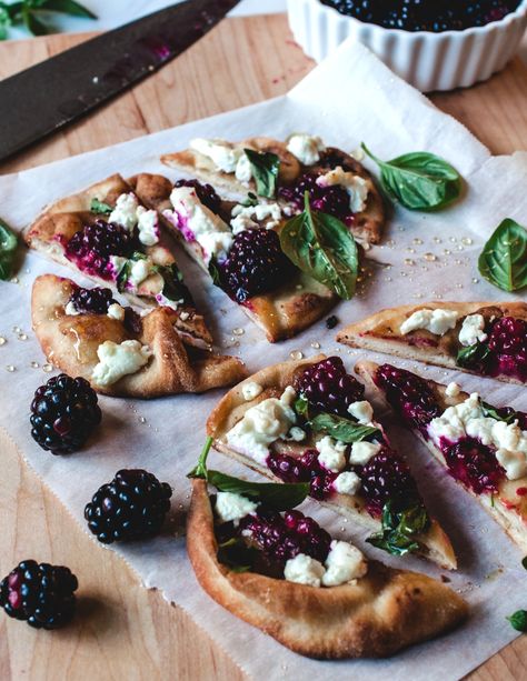 Blackberry and Goat Cheese Flatbread — Holland House Eatery Blackberry Goat Cheese Flatbread, Blackberry Goat Cheese, Goat Cheese Flatbread, Flatbread Appetizers, Cheese Flatbread Recipes, Goats Cheese Flatbread, Crispy Flatbread, Flavor Pairing, Naan Flatbread