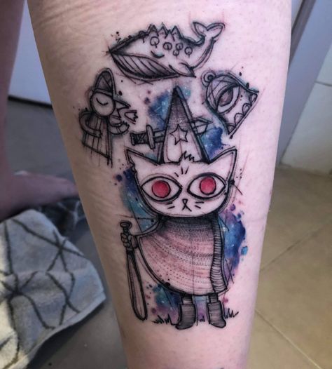 Mae Borowski Tattoo, Night In The Woods Tattoo, Woods Tattoo, Playstation Tattoo, Mae Borowski, Wood Tattoo, Gamer Tattoos, Night In The Woods, Autumn Tattoo