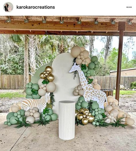 Decoracion Baby Shower Safari, Wild Baby Shower, Safari Birthday Party Decorations, Jungle Theme Birthday Party, Animal Theme Birthday, Jungle Safari Birthday, Baby Birthday Decorations, Jungle Theme Birthday, Jungle Birthday Party