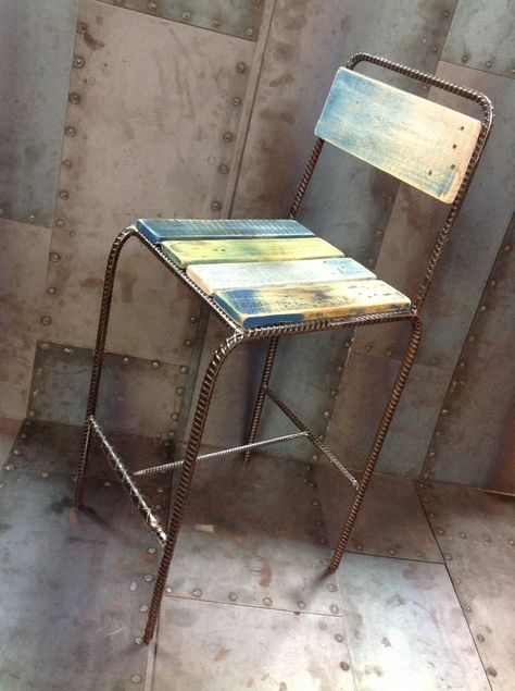 Rebar Furniture Rebar Chair Welded Furniture Reform Furniture Line | FabLab808 Studios | Archinect Welded Furniture, Kursi Bar, Metal Furniture Design, Vintage Industrial Furniture, Metal Projects, Steel Furniture, Welding Projects, Metal Chairs, Metal Furniture