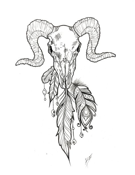 Love the feathers Aries Skull Tattoo, Aries Art Drawing, Aries Skull, Animal Skull Tattoo, Animal Skull Drawing, Aries Design, Widder Tattoo, Skull Tattoo Designs, Ram Tattoo