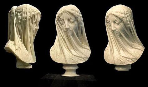 The Veiled Virgin was created by Italian sculptor, Giovanni Strazza, in Rome during the 1850s. The statue appears translucent, but in fact… The Veiled Virgin, Statue Reference, Veiled Woman, Italian Sculptors, Awesome Artwork, West Art, Auguste Rodin, Marble Statues, Marble Sculpture