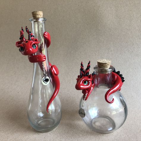 Clay Dragon Love Potion Bottles Polymer Clay Dragon, Dragon Crafts, Potion Bottles, Clay Dragon, Polymer Clay Sculptures, Love Potion, Cute Polymer Clay, Clay Art Projects, Cute Clay