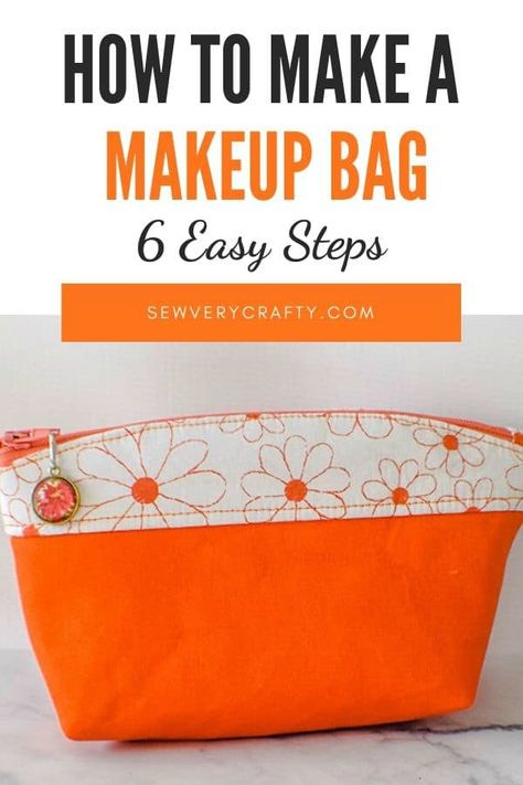 Sew A Makeup Bag, Makeup Bag Pattern, Beginner Sewing Patterns, Sew Zipper, Top Makeup, Zipper Pouch Tutorial, Pouch Tutorial, Modern Bag, Beginner Sewing