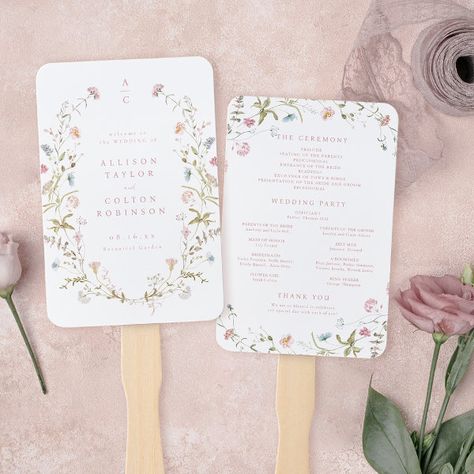 Elegant Wildflower Rustic Boho Wedding Program Hand Fan Dusty Blue Wedding Ceremony, Blue Wedding Ceremony, Boho Wedding Program, Couple Monogram, Vintage Winter Weddings, Pastel Palettes, Wreath Frames, Couples Monogram, Rustic Modern Wedding