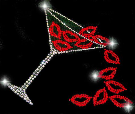 Martini Rhinestone Iron On Transfer Red Lips Valentines Bling Applique | Crafts, Sewing, Embelishments & Finishes | eBay! Rhinestone Stuff, Spot Painting, Wine Glass Candle Holder, Wine Glass Candle, Lip Wallpaper, Deck Paint, Rhinestone Crafts, Stencil Printing, Bling Shirts