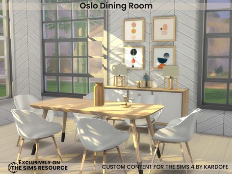 The Sims Resource - Oslo Dining Room Nordic Style Dining Room, Dinign Room, Dinig Room, Style Dining Room, Sims 4 Bedroom, Sims Building, Sims 4 Cc Furniture, Sims 4 Build, Cc Sims