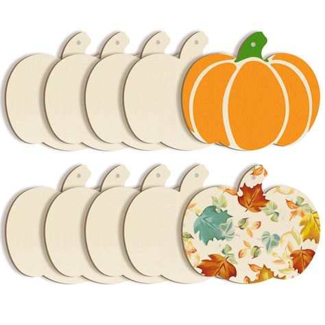 PRICES MAY VARY. Unique Size & Shape - They are a perfect size which are up to 7 inches in length for painting or make a carft. Unique pumpkin style adds a lot of fun to Thanksgiving and Halloween. High-quatity - The blank wooden Thanksgiving and Halloween ornaments have a nice shape with the ornament detail at the top for hanging (Come with string). The blank design gives you plenty of options. Both sides are sanded to a smooth finish, and the burned edges is smooth and flat. Easy to Use-The bl Diy Painted Wooden Pumpkins, Pumpkin Painting Ideas Baby, Wood Pumpkin Painting Ideas, Painting Wooden Pumpkin Cutouts, Ornaments To Paint, Wooden Pumpkin Crafts, Dollar Tree Wood Pumpkin Ornaments, Elegant Crafts, Thanksgiving Ornaments