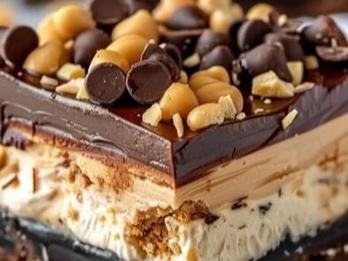 No-Bake Buckeye Cheesecake Bars Recipe: Creamy, Dreamy, and Packed with Peanut Butter Goodness - NewsBreak No Bake Buckeye Cheesecake Bars, Buckeye Cheesecake Bars, Buckeye Cheesecake, Butter Pecan Fudge Recipe, Homemade Apple Cobbler, Pumpkin Whoopie Pie Recipe, Snow Recipe, Cheesecake Bar Recipes, Cinnamon Roll Cake