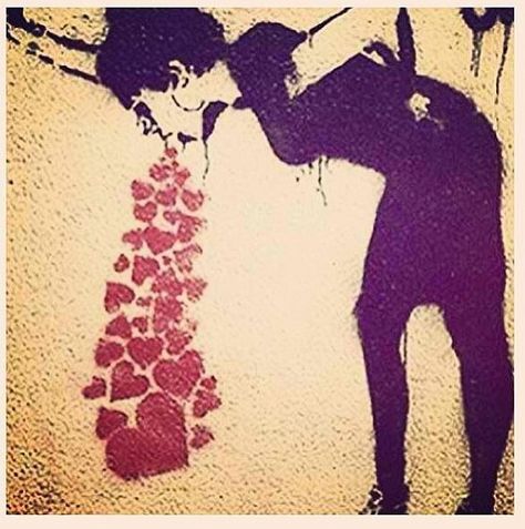 Banksy Art Amour, Stencil Graffiti, Street Art Utopia, Banksy Art, Love Sick, Tableau Art, Wow Art, Street Art Graffiti, Fantasy Illustration