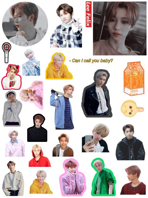 Félix- Stray Kids Felix Stickers Printable, Stray Kids Stickers, Skz Stickers, Easy Magic Tricks, Diy Journal Books, Pop Photos, Love My Kids, Stray Kids Seungmin, Tattoos For Kids