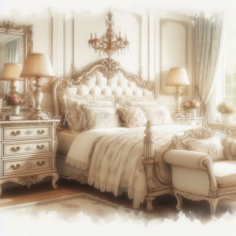 Bedroom Clipart, Ivory Bedroom, Fancy Bedroom, Scrapbook Graphics, Dream Bedroom Inspiration, Cozy Fall Bedroom, Estilo Shabby Chic, Classy Bedroom, Rococo Style