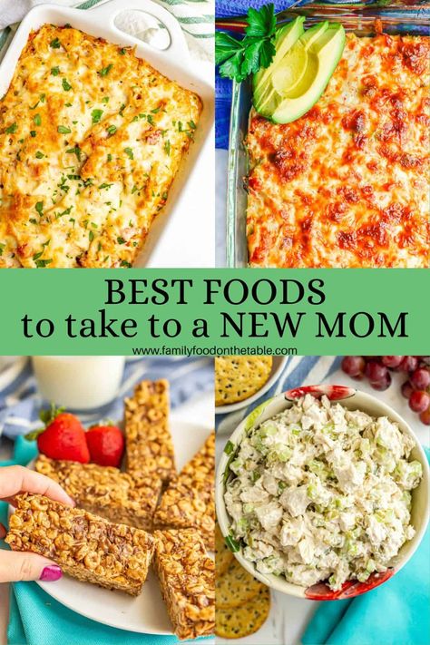 Ideas and recipes for the best foods to take to a new mom! Plus, other ways to pamper and help her in those early days. Best Meals To Give New Moms, Dinners For Nursing Mothers, Postpartum Meals To Bring, Dinners To Make For New Moms, Bring Them A Meal Ideas, Dinner For A New Mom, Prepared Meals For New Moms, Food For New Moms Dinners, New Mom Dinners Meal Ideas