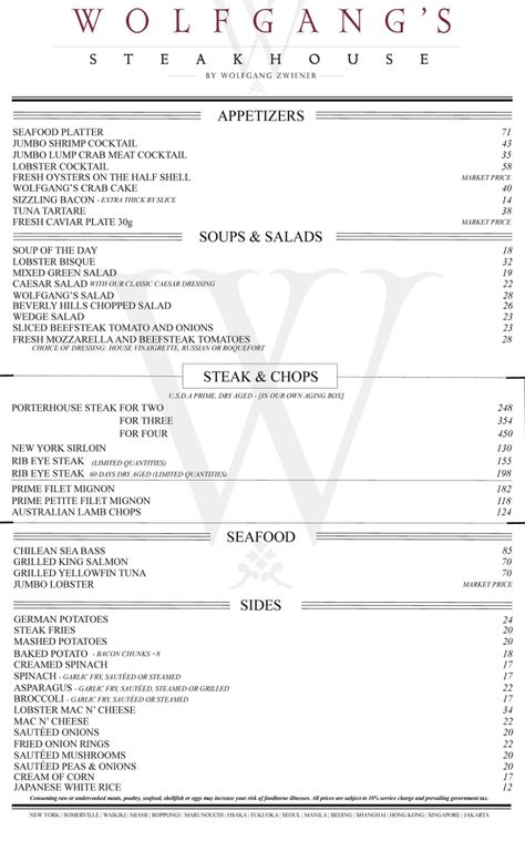 Hey, steak freaks! Do you want to taste a flavorful steak? If yes, then Wolfgang Singapore has... The post Wolfgang Steakhouse Singapore Menu 2023 Price List appeared first on SGP Menu. Wolfgang Steakhouse, Singapore Foods, Steak House Menu, Steak Menu, Steakhouse Steak, Sandwich Menu, Menu Inspiration, Appetizer Menu, Singapore Food