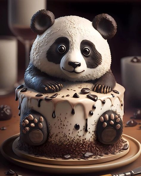 Pastries With Parents, Healthy Baking Alternatives, Sugar Free Pastries, Panda Bear Cake, Sloth Cakes, Torte Creative, Panda Cake, Cakes Easy, Bee Cake