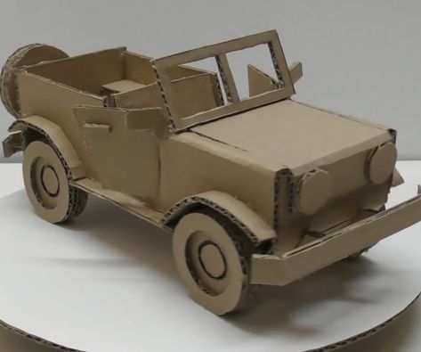 Cardboard Crafting How to Make a Cardboard Toy Car for Children #CardboardCrafting #CardboardToyCar #ToyCar #Kids #Crafting #toys Craft Cardboard, Cardboard Box Car, Diy Cardboard Toys, Cardboard Fireplace, Cardboard Car, Cardboard Box Crafts, Cardboard Toys, Cardboard Sculpture, Ideas Craft