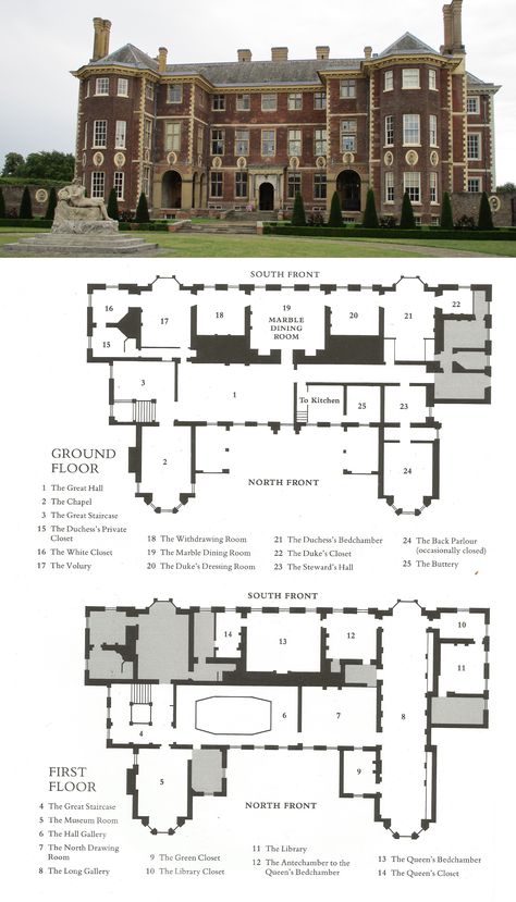 Ham House, Castle House Plans, Castle Floor Plan, Victorian House Plans, Detail Arsitektur, House Plans Mansion, Sims 4 House Plans, Rumah Minecraft, Mansion Floor Plan