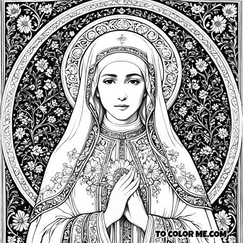 St. Catherine of Siena: Living with a Sacred Heart - https://www.tocolorme.com/?p=8578&utm_source=SocialAutoPoster&utm_medium=Social&utm_campaign=Pinterest St Catherine Of Siena Art, Saint Catherine Of Siena, Female Doctors, Saint Katherine, Mother Mary Pictures, Catherine Of Siena, St Catherine Of Siena, Mary Pictures, Saint Catherine