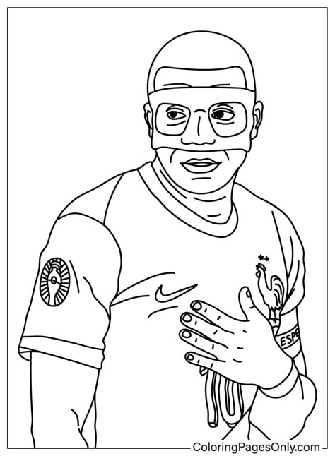 Kylian Mbappé Wears Mask Mbappe Sketch, Mbappe Black And White, Mbappe Coloring Pages, Kylian Mbappe Black And White, Mbappe Illustration, France National Team, Football Coloring Pages, Sports Coloring Pages, Diamond Picture