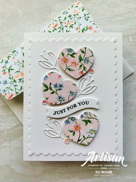 Su Adoring Hearts, Note Cards Diy, Valentines Card Ideas, Paper Cards Diy, Funny Gift Cards, Stampin Up Wedding Cards, Diy Note Cards, Spring Minis, Valentine Card Crafts