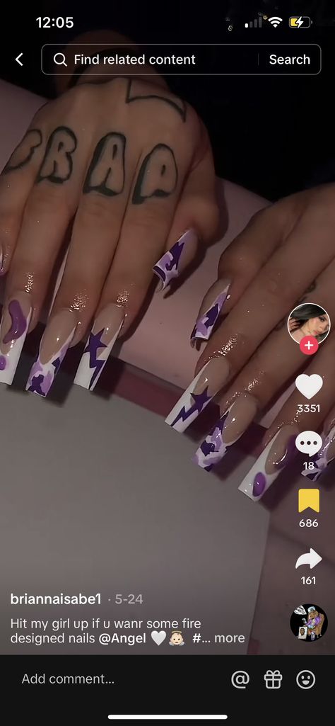 Bathing Ape Nails, Bape Star Nails, Bape Nails, Bape Star, Fire Designs, Star Nails, Nail Inspo, Acrylic Nails, Nail Designs