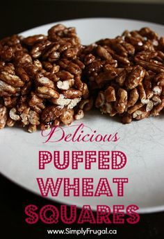 Delicious Puffed Wheat Squares (I totally did *not* eat half a tray of these yesterday) Puffed Wheat Cake, Puffed Wheat Squares, Puffed Wheat, Square Recipes, Canadian Food, Healthy Treat, Frugal Meals, Cereal Recipes, Baking Sweets