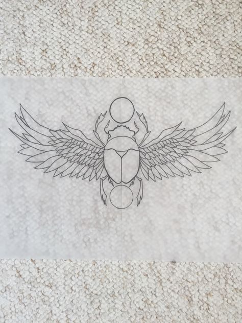 Fine line design of Egyptian scarab beetle for my throat Egyptian Bug Tattoo, Egyptian Beetle Drawing, Fine Line Scarab Tattoo, Scarab With Wings Tattoo, Egyptian Scarab Beetle Tattoo, Egyptian Tattoo Scarab, Egyptian Scarab Drawing, Fine Line Egyptian Tattoo, Scarab Egyptian Tattoo