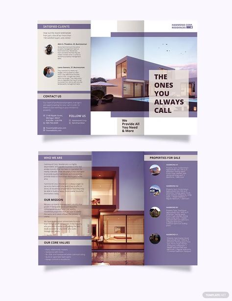 Residential Property Management Tri-Fold Brochure Template Tamplets Design, Property Management Marketing, Architecture Brochures, Property Brochures, Booklet Template, Trifold Brochure Design, Graphic Design Brochure, Marketing Brochure, Brochure Template Layout