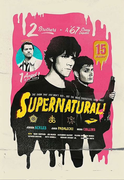 Supernatural Poster Aesthetic, Tv Show Posters, Supernatural Poster, Supernatural Wallpaper, Supernatural Art, Supernatural Pictures, Tv Supernatural, Slot Machines, Supernatural Funny