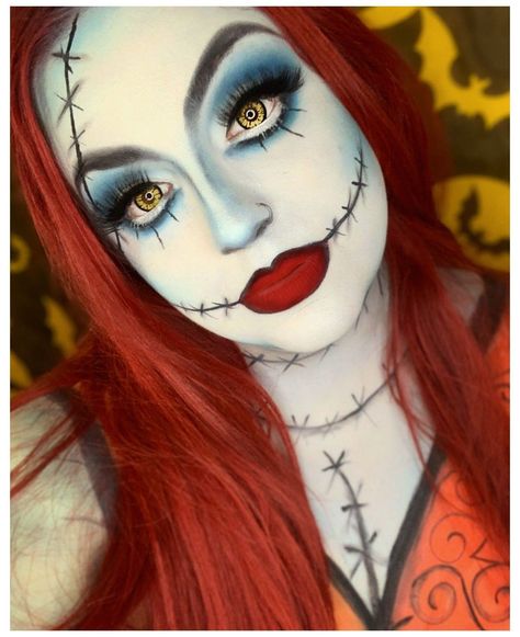 Sallys Makeup Nightmare Before Christmas, Sally From Nightmare Before Christmas Makeup, Sally Eye Makeup Halloween, Sally Make Up Nightmare Before Christmas, Sally Eye Makeup, Nightmare Before Christmas Makeup Ideas, Sally Nightmare Before Christmas Costume Makeup, Sally Makeup Looks, Jack And Sally Makeup