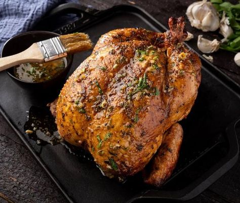 Smoke Roasted Chicken with Herbed Butter | Traeger Grills Whole Smoked Chicken, Roasting A Whole Chicken, Traeger Chicken, Vegetable Cocktails, Smoked Whole Chicken, Herbed Butter, High Protein Meals, Pork Rub, Traeger Recipes